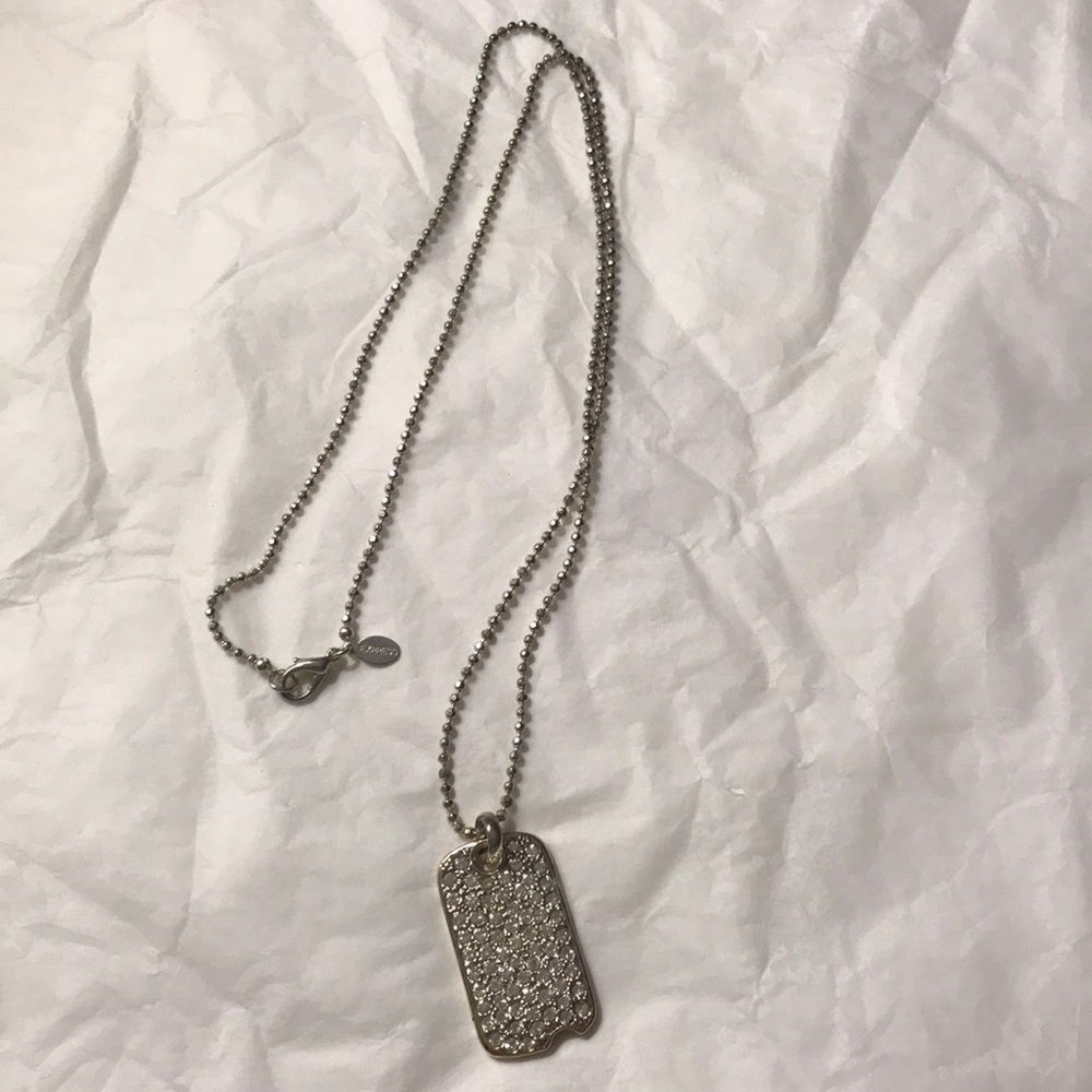 Express vintage silver & rhinestone dog tag necklace - Picture 5 of 8